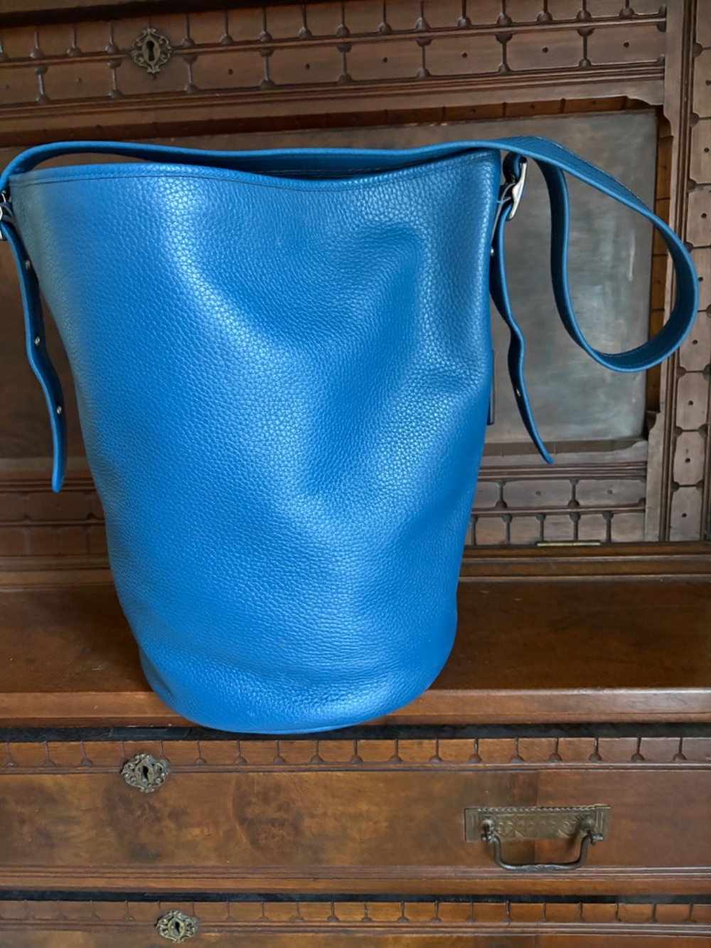 Vintage Coach Large Duffle Sac, Blue Pebble Leather Abby Crossbody Bag